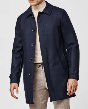 Barberis Canonico Dark Blue S120 Twill Bonded Wool Weather Tech Unconstructed Coat