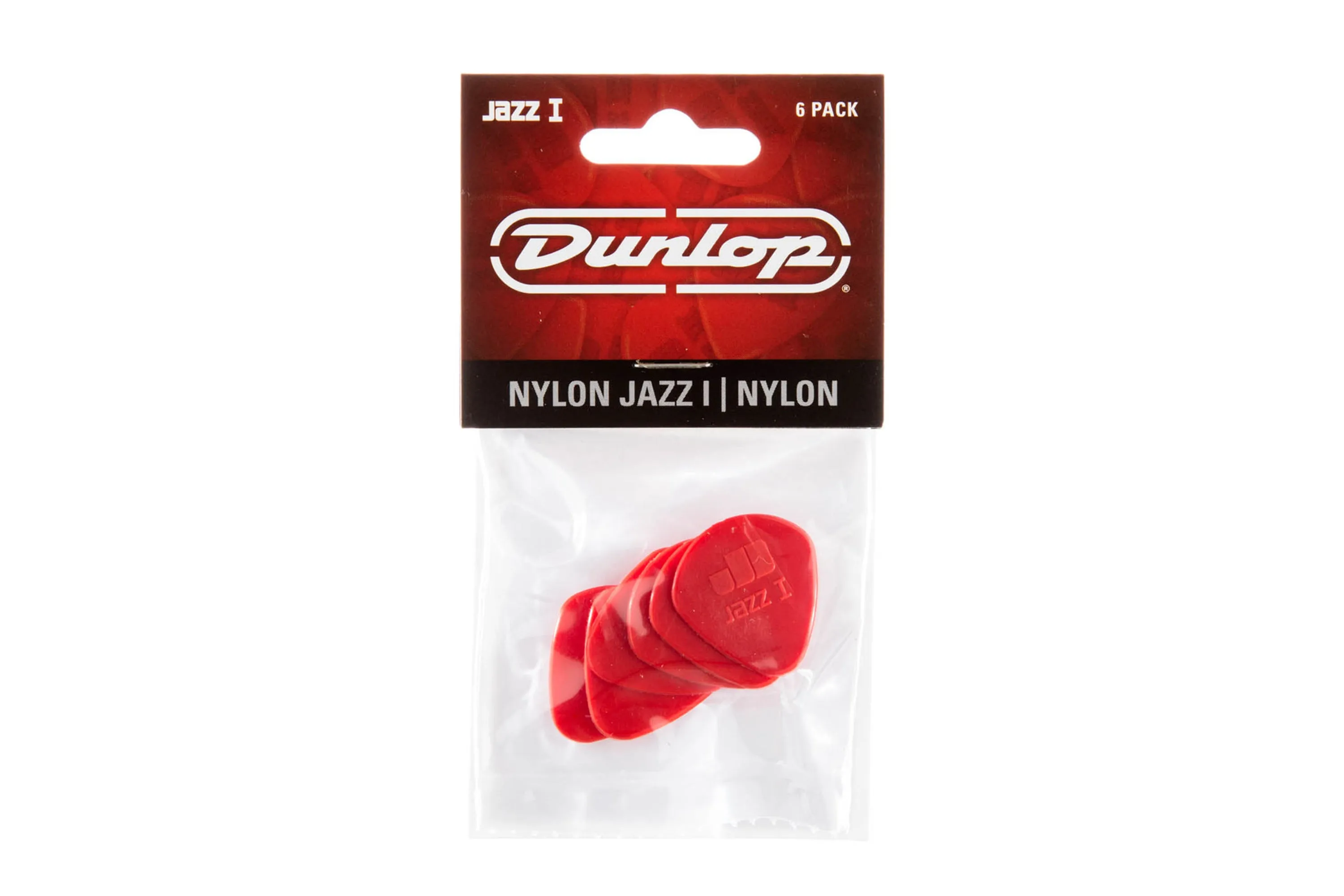 Dunlop Nylon Jazz I Red Guitar & Ukulele Picks 6 Pack