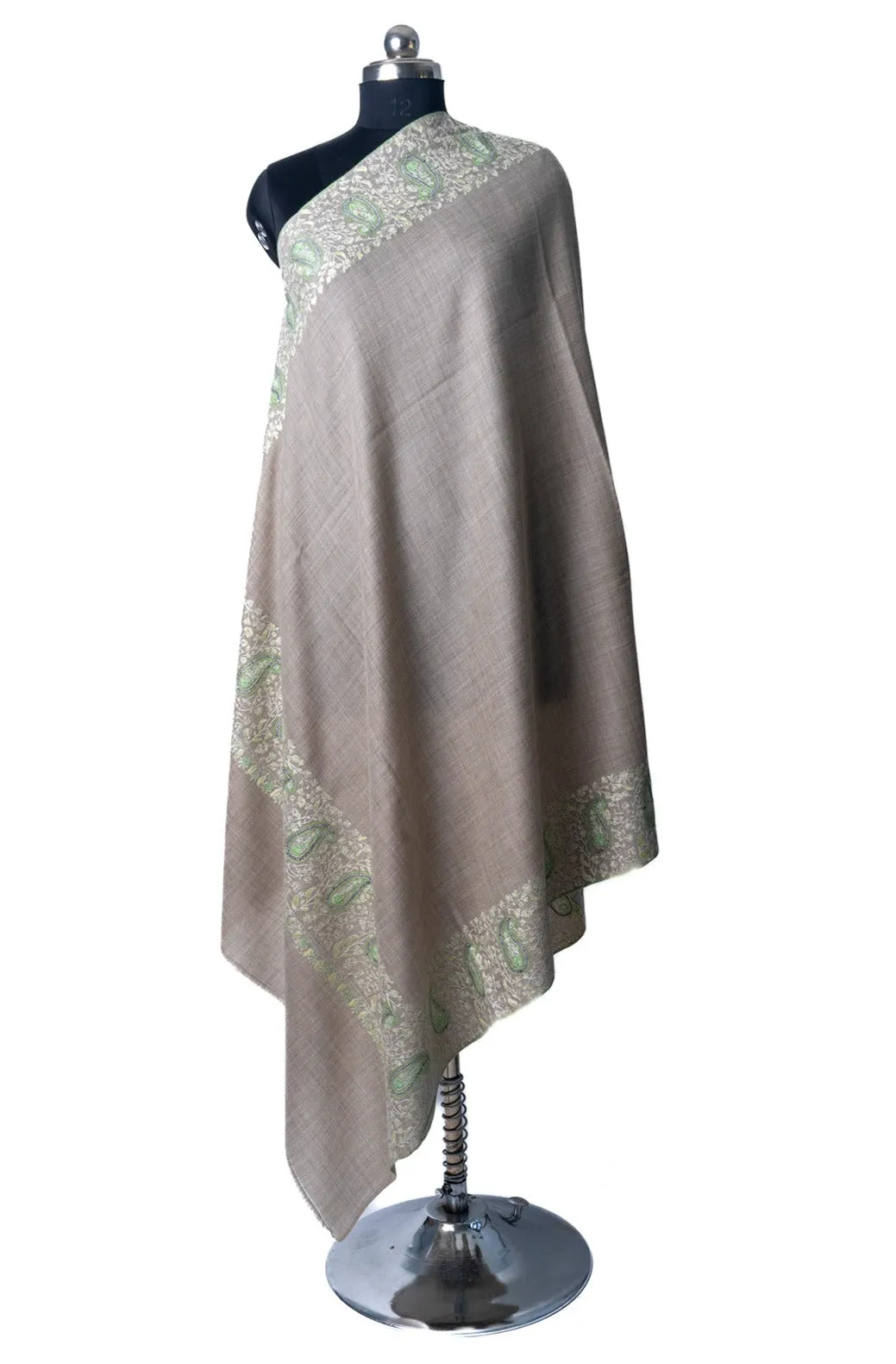 Spring Blossom Merino Wool Hand Embroidered Tilla & Sozni Shawl